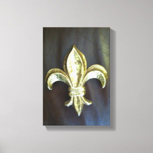 Toile Copie audacieuse de Fleur de lis d'or sur le noir