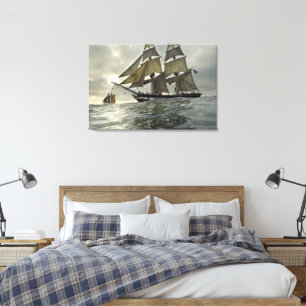 Toile Copie de peinture à l'huile de bateau à voile