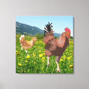 Toile Coq et poulet 3