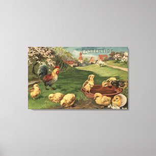 Toile Coq et poussins