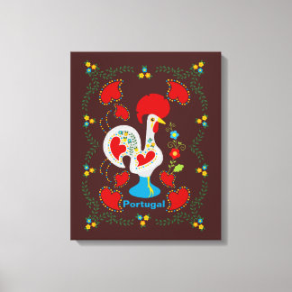 Toile Coq traditionnel de Barcelos en blanc