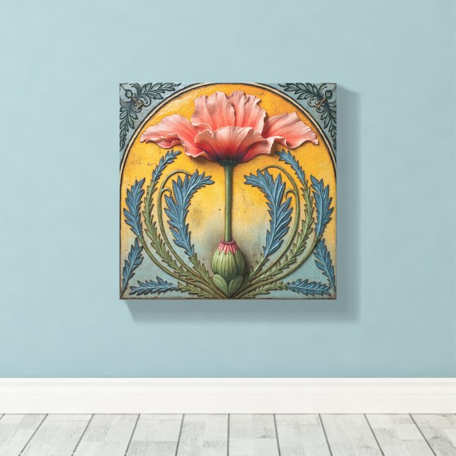 Toile Coquelicot rose au coucher du soleil (Insitu (Plancher de Bois))