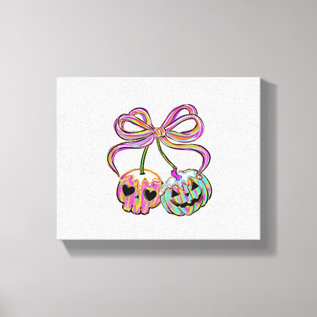 Toile Coquette Citrouille cerises Halloween (Recto)