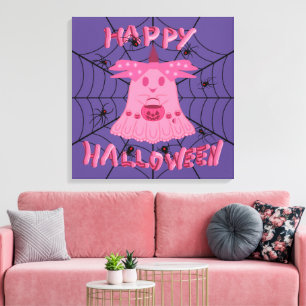 Toile Coquette Rose Fantôme Joyeux Halloween Art Numériq