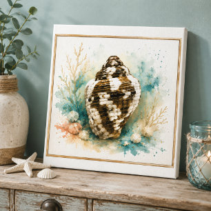 Toile Coquillage de colombe en aquarelle côtière sur ver