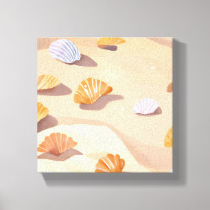 Toile Coquillages dans le Sable Aquarelle Océan Plage