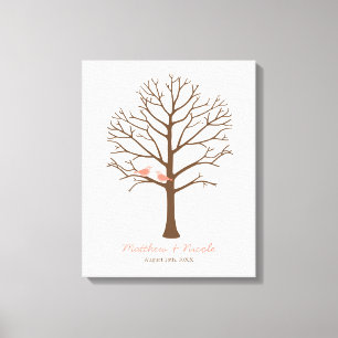 Toile Corail Birds Brown empreintes digitales Mariage