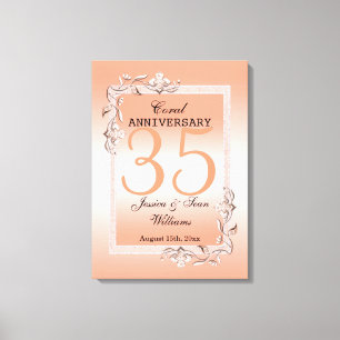Toile Coral Gem & Parties scintillant 35e anniversaire d