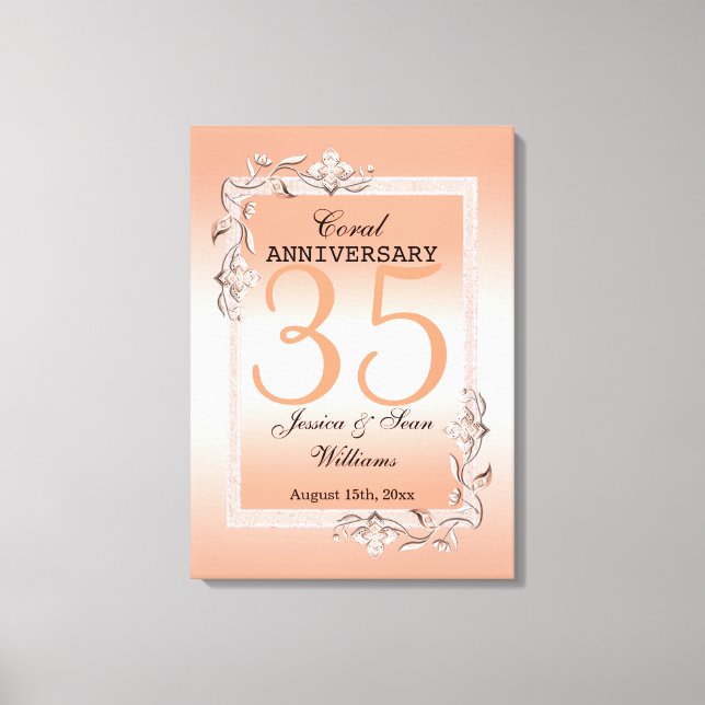Toile Coral Gem & Parties scintillant 35e anniversaire d (Recto)