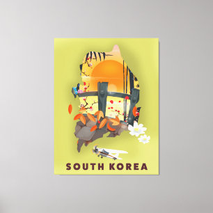 Toile Corée du Sud affiche illustrée