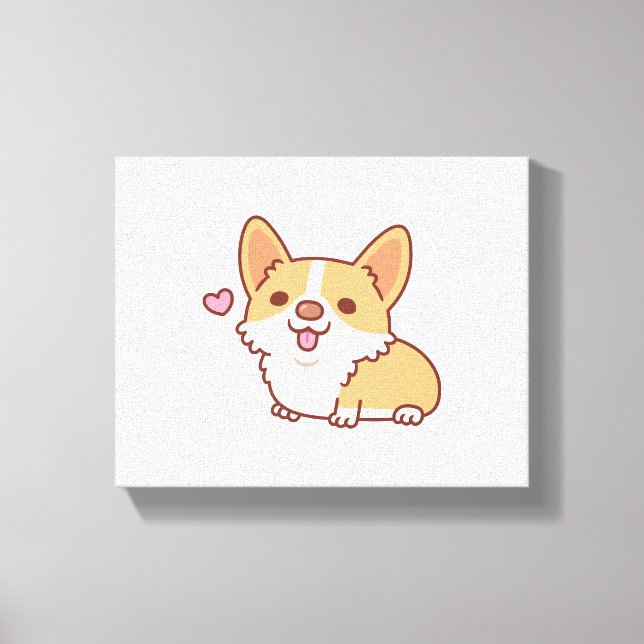 Toile Corgi Chien mignon et souriant (Recto)