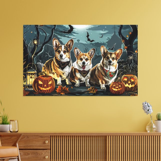 Toile Corgi Halloween Éffrayant (Insitu(Salon))