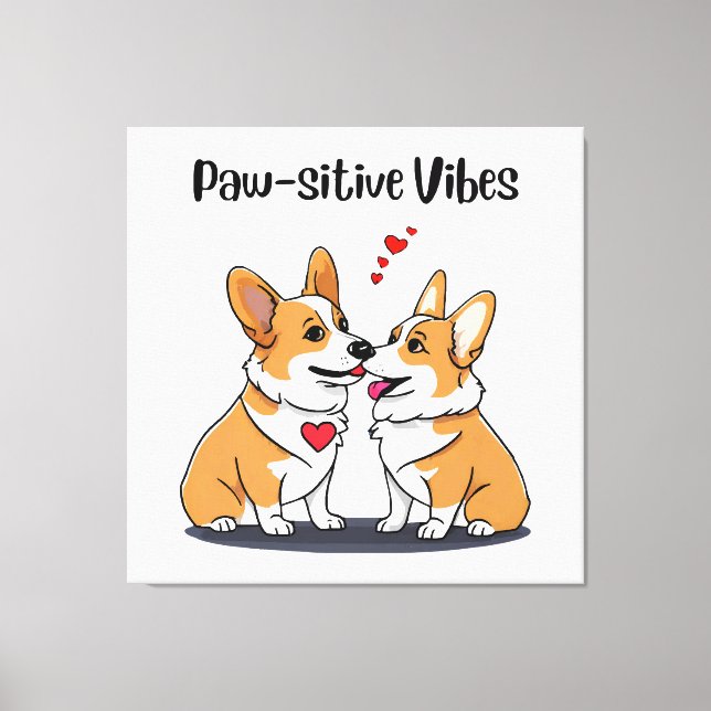 Toile Corgis Vibes en Amour (Recto)