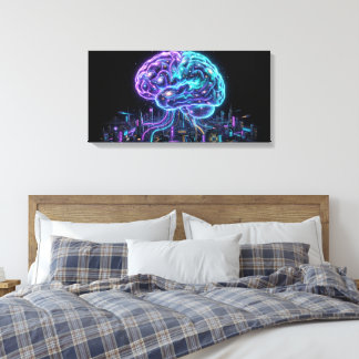 Toile Cosmic Galaxy Brain Cyberpunk City Canvas Wall Art