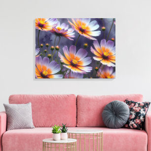 Toile Cosmos Abstrait Orange et Violet