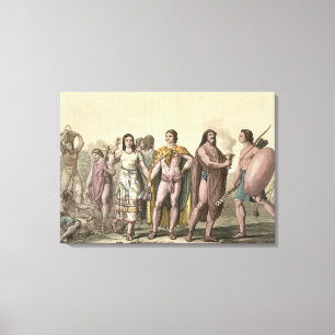 Toile Costumes des Mexicains (gravure de couleur)