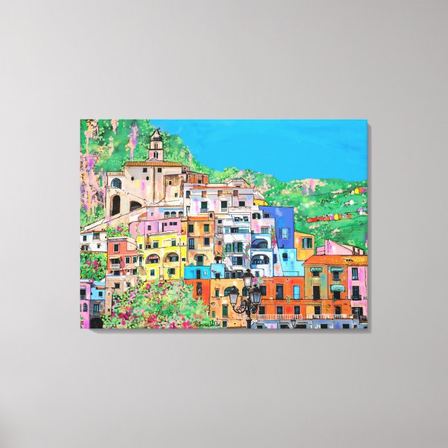 Toile Côte amalfitaine d'Italie Art numérique traditionn (Recto)