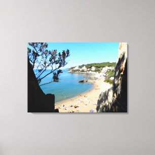 Toile Côte avec plage et hôtels. Art numérique, peinture