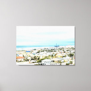 Toile Côte de Galveston, plage et vue sur la ville