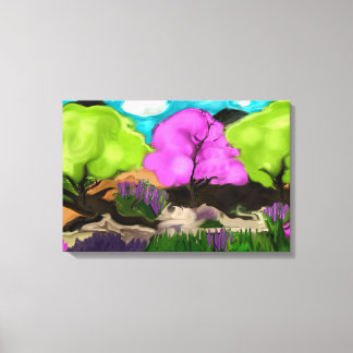 Toile Coton Bonbons Arbres Art Abstrait