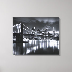Toile Coucher de New York Pont de Brooklyn Monochrome Nu