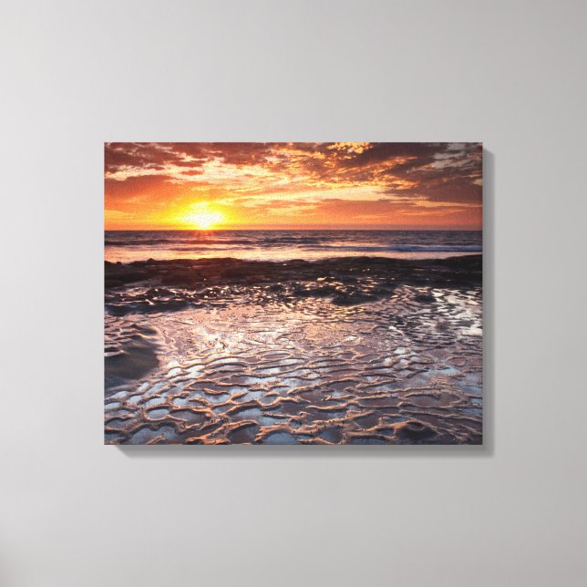 Toile Coucher de soleil à la plage, Californie (Recto)