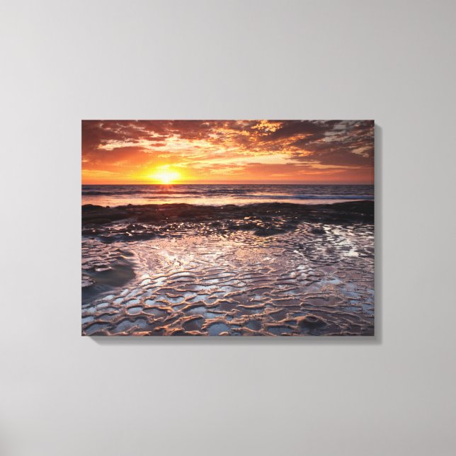 Toile Coucher de soleil à la plage, Californie (Recto)