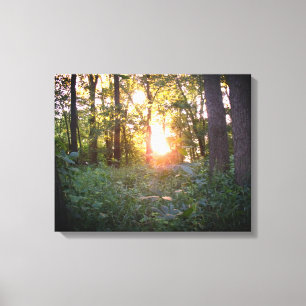 Toile Coucher de soleil à travers les arbres