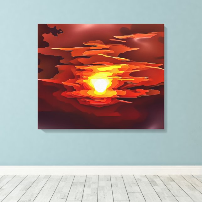 TOILE COUCHER DE SOLEIL ABSTRAIT INCENDIAIRE ROUGE ORANG (Insitu (Plancher de Bois))