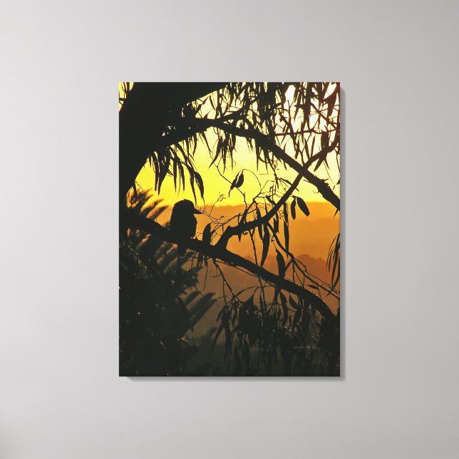 Toile Coucher de soleil australien Kookaburra Silhouette (Recto)