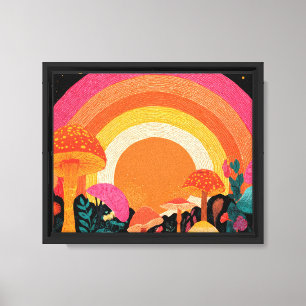Toile Coucher de soleil aux champignons psychédéliques –