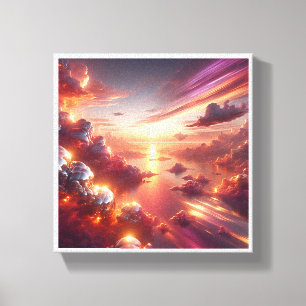 Toile Coucher de soleil cosmique surréaliste - Nuage ros