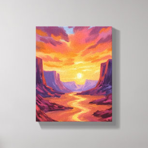Toile Coucher de soleil dans le canyon du désert   Peint