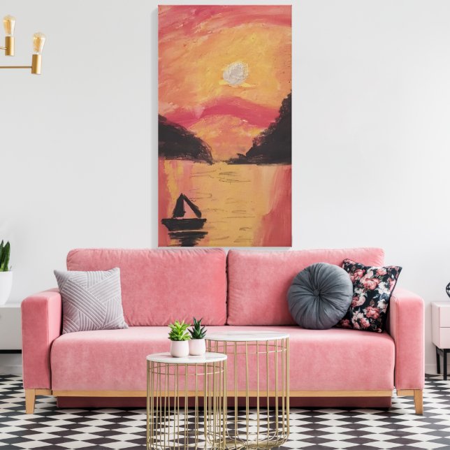 TOILE COUCHER DE SOLEIL DANS LES MONTAGNES (Insitu(Salon))