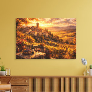 Toile Coucher de soleil dans un village toscan - Art mur