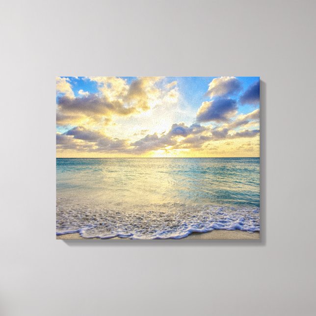 Toile Coucher de soleil d'Aruba au-dessus de la mer mobi (Recto)