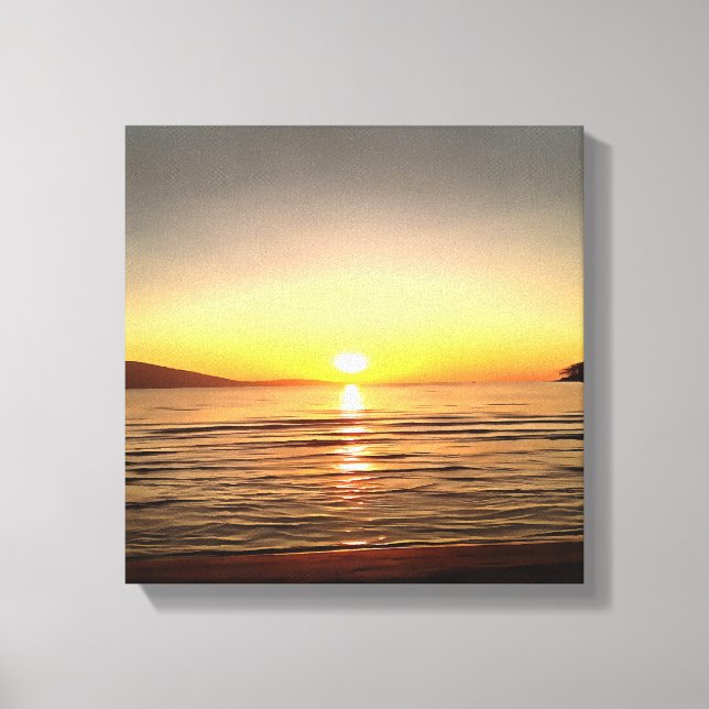 Toile Coucher de soleil d'automne artistique sur la mer  (Recto)