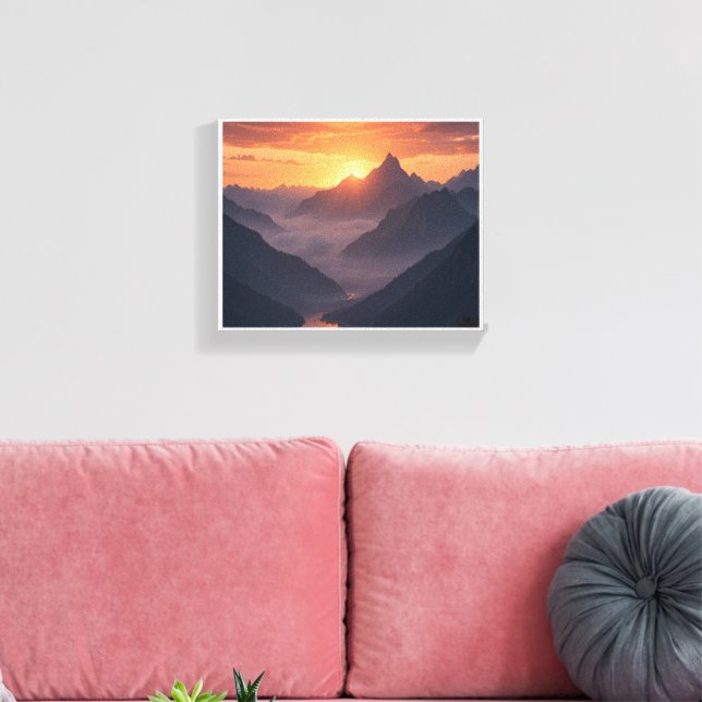 Toile Coucher de soleil de montagne Majestic (Insitu(Salon))