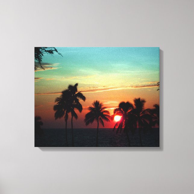 Toile Coucher de soleil de PixDezines sur la plage de ma (Recto)