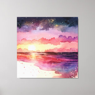 Toile Coucher de soleil de plage violet