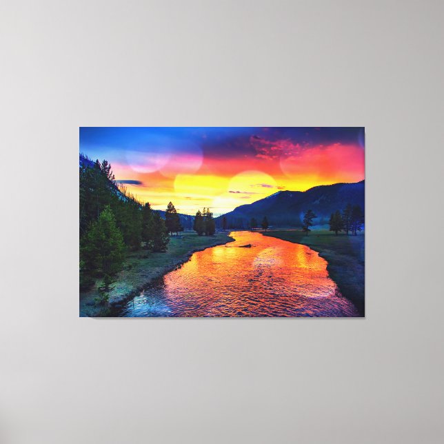 Toile Coucher de soleil de réflexion de la rivière Yello (Recto)
