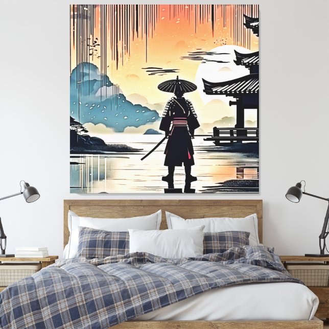 Toile Coucher de soleil de Samurai : Voyage réfléchi (Insitu(Chambre))