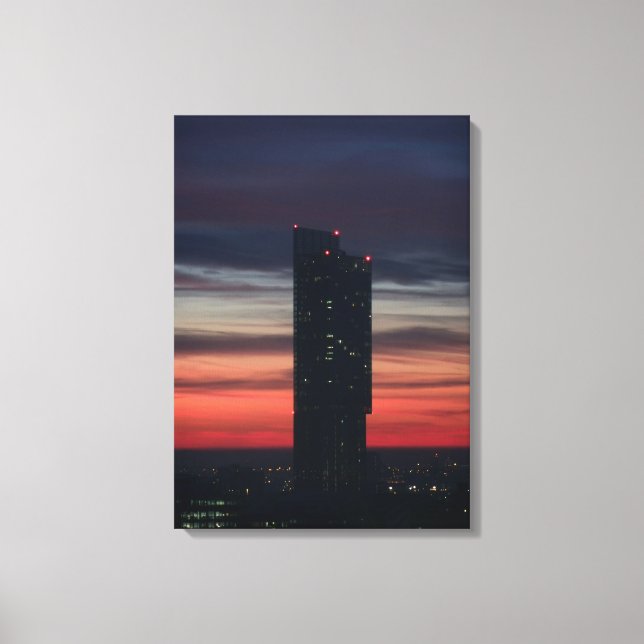 Toile Coucher de soleil derrière Beetham Tower, Manchest (Recto)