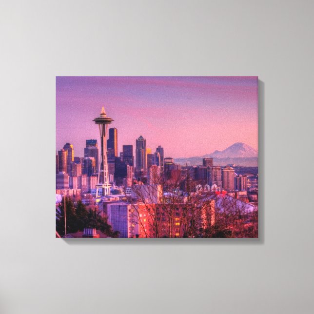 Toile Coucher de soleil derrière Seattle depuis Kerry Pa (Recto)