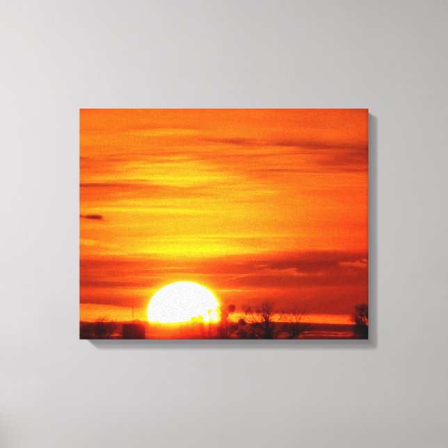 Toile Coucher de soleil doré sur le paysage rural (Recto)