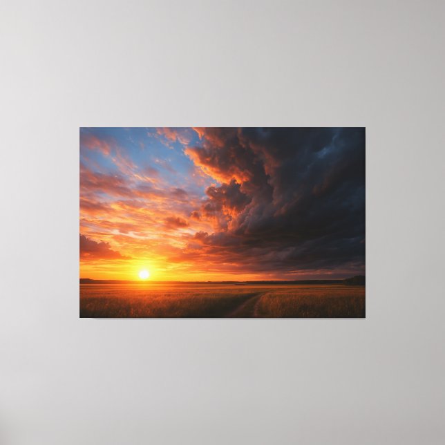 Toile Coucher de soleil dramatique et nuages au-dessus d (Recto)