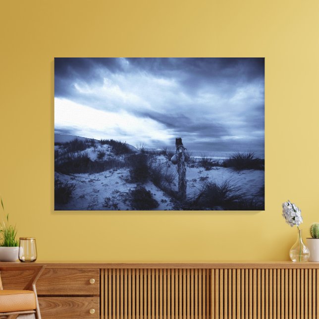 Toile Coucher de soleil dramatique, plage, dunes de sabl (Insitu(Salon))