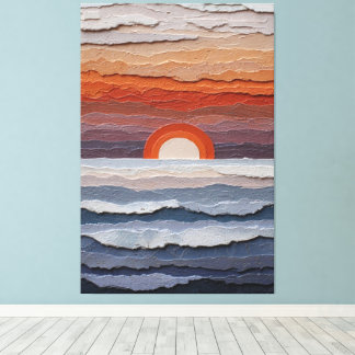 Toile Coucher de soleil en couches à l'horizon avec un s