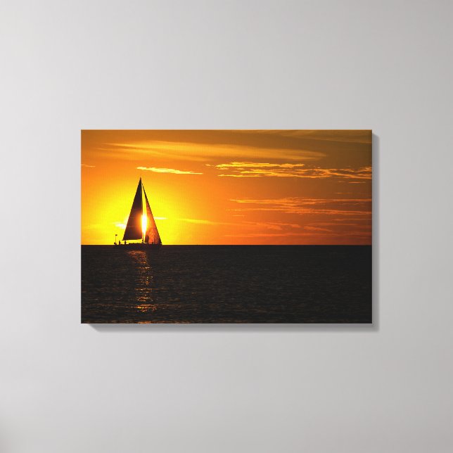 Toile coucher de soleil en voile sur le lac (Recto)
