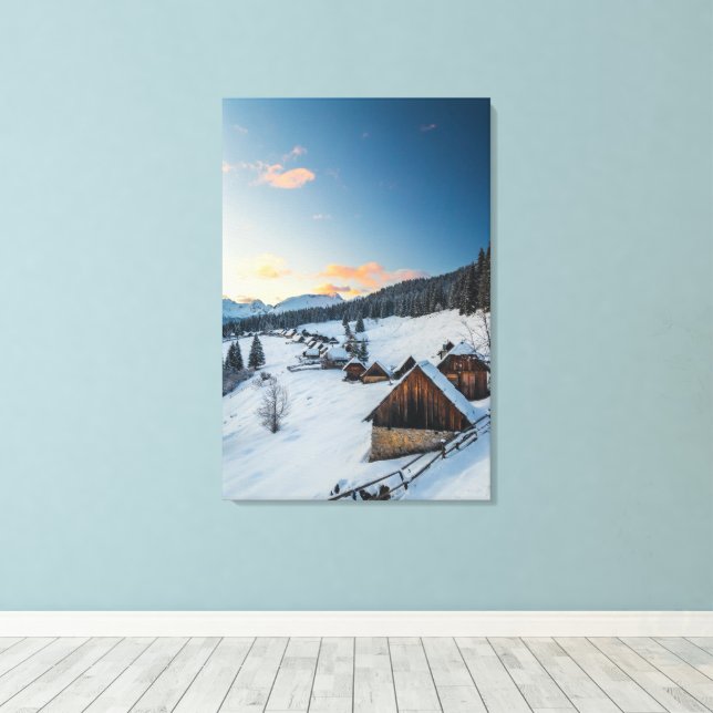 Toile Coucher de soleil époustouflant à Zajamniki, Slové (Insitu (Plancher de Bois))